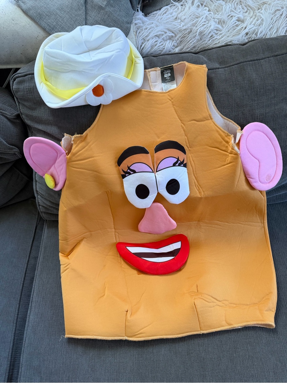 Kids Mrs  Potato Head Costume Vest with White Hat - Orange aged 5 and up